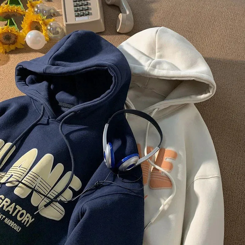 Aidase 100% Cotton Men's Heavy Hoodie Sweatshirt Clothing Y2k Letter Print Loose Pullover Harajuku Streetwear 2024 New American Hoodies