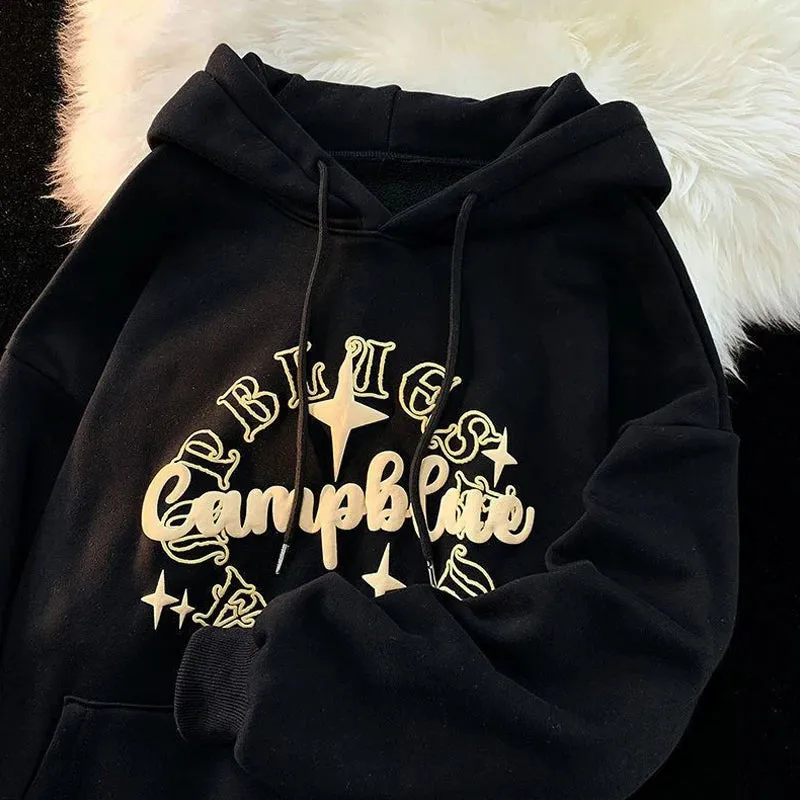 Aidase 100% Cotton Men's Heavy Hoodie Sweatshirt Clothing Y2k Letter Print Loose Pullover Harajuku Streetwear 2024 New American Hoodies
