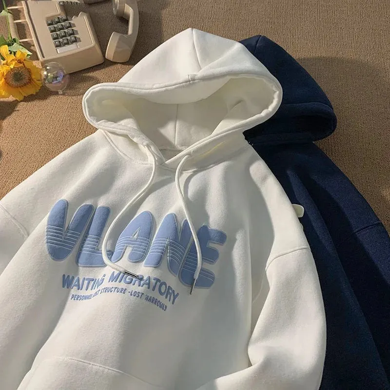 Aidase 100% Cotton Men's Heavy Hoodie Sweatshirt Clothing Y2k Letter Print Loose Pullover Harajuku Streetwear 2024 New American Hoodies
