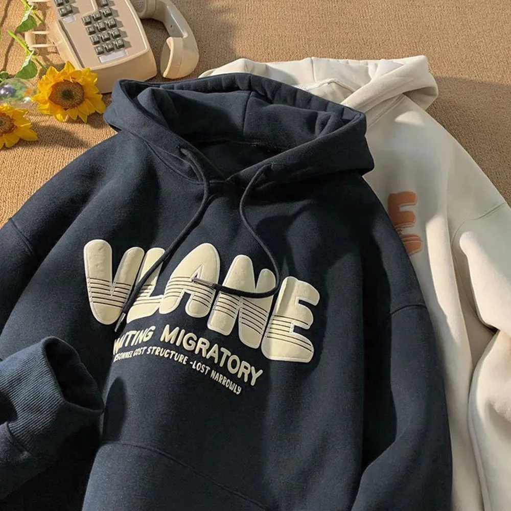 Aidase 100% Cotton Men's Heavy Hoodie Sweatshirt Clothing Y2k Letter Print Loose Pullover Harajuku Streetwear 2024 New American Hoodies