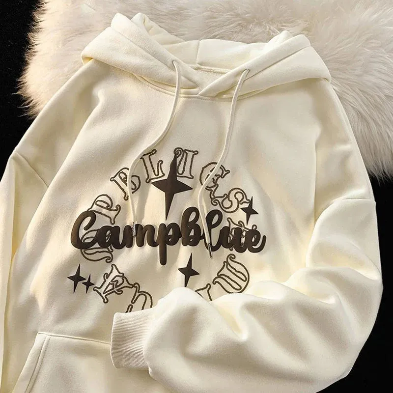 Aidase 100% Cotton Men's Heavy Hoodie Sweatshirt Clothing Y2k Letter Print Loose Pullover Harajuku Streetwear 2024 New American Hoodies