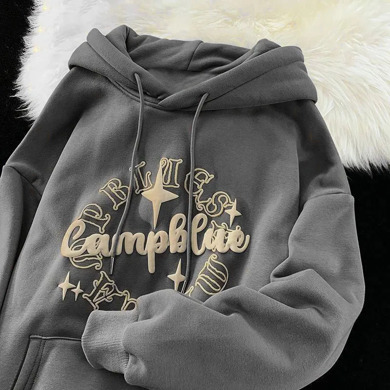 Aidase 100% Cotton Men's Heavy Hoodie Sweatshirt Clothing Y2k Letter Print Loose Pullover Harajuku Streetwear 2024 New American Hoodies