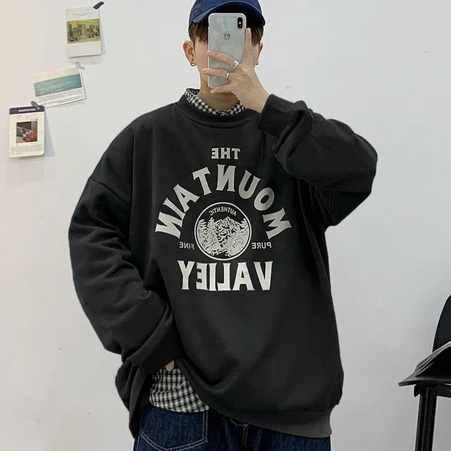 Aidase Spring Men Casual Sweatshirts Harajuku Printed Men Oversized Hoodies Korean Man Casual Loose Pullovers