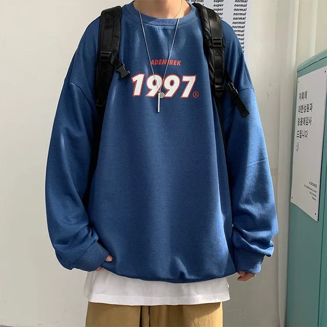 Aidase Spring Men Casual Sweatshirts Harajuku Printed Men Oversized Hoodies Korean Man Casual Loose Pullovers