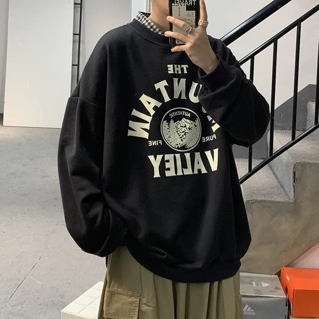 Aidase Spring Men Casual Sweatshirts Harajuku Printed Men Oversized Hoodies Korean Man Casual Loose Pullovers