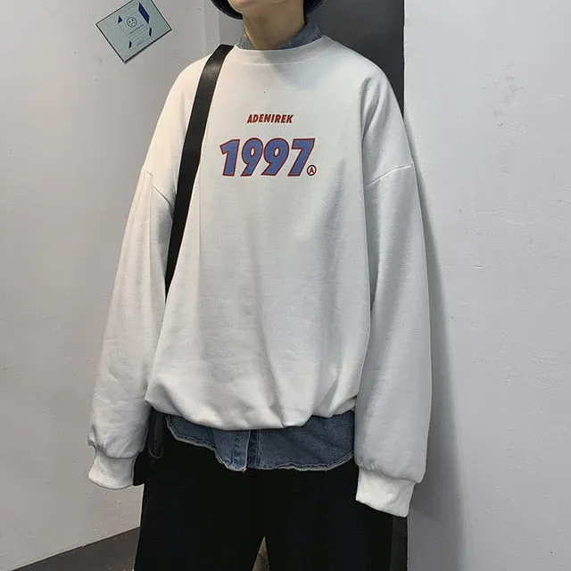 Aidase Spring Men Casual Sweatshirts Harajuku Printed Men Oversized Hoodies Korean Man Casual Loose Pullovers