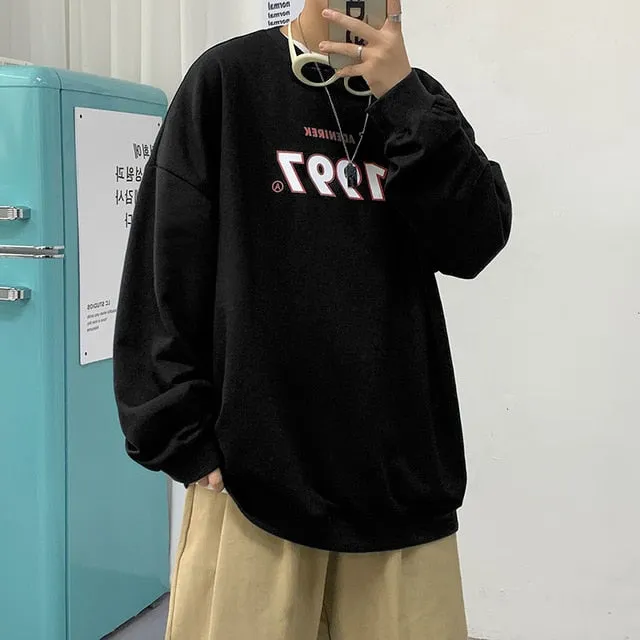 Aidase Spring Men Casual Sweatshirts Harajuku Printed Men Oversized Hoodies Korean Man Casual Loose Pullovers