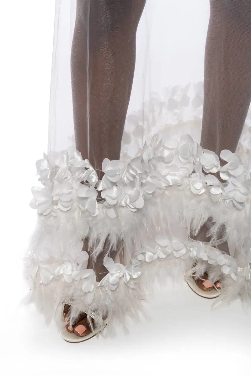 ALICE FEATHER DETAIL MAXI SKIRT