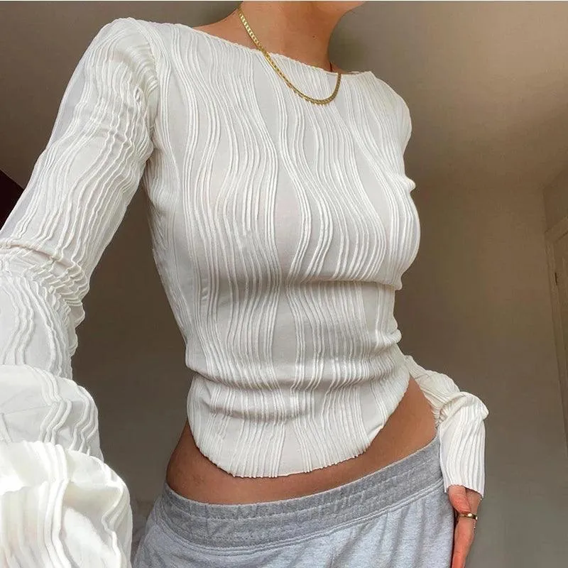 Autumn Vibes Ruched Tee: Y2K Street Style Fashion Essential