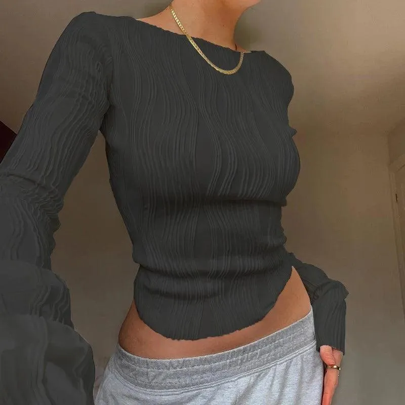 Autumn Vibes Ruched Tee: Y2K Street Style Fashion Essential