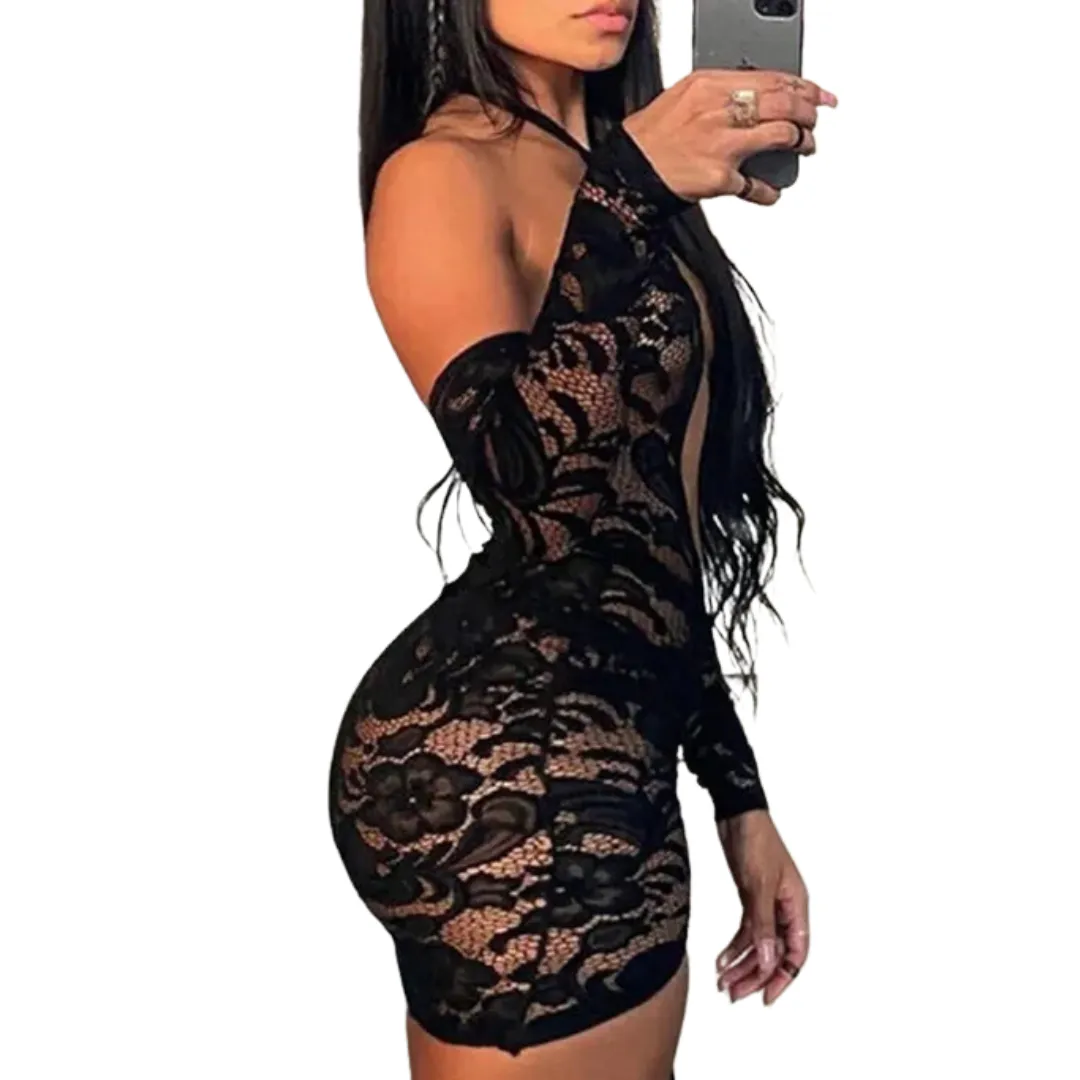 Backless Hollow-Out Lace Dress