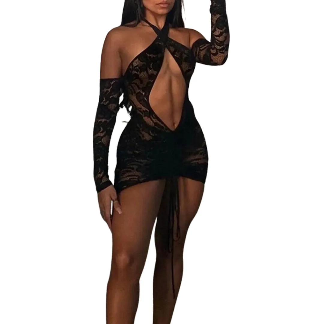 Backless Hollow-Out Lace Dress