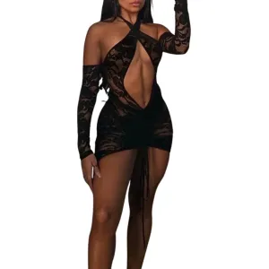 Backless Hollow-Out Lace Dress