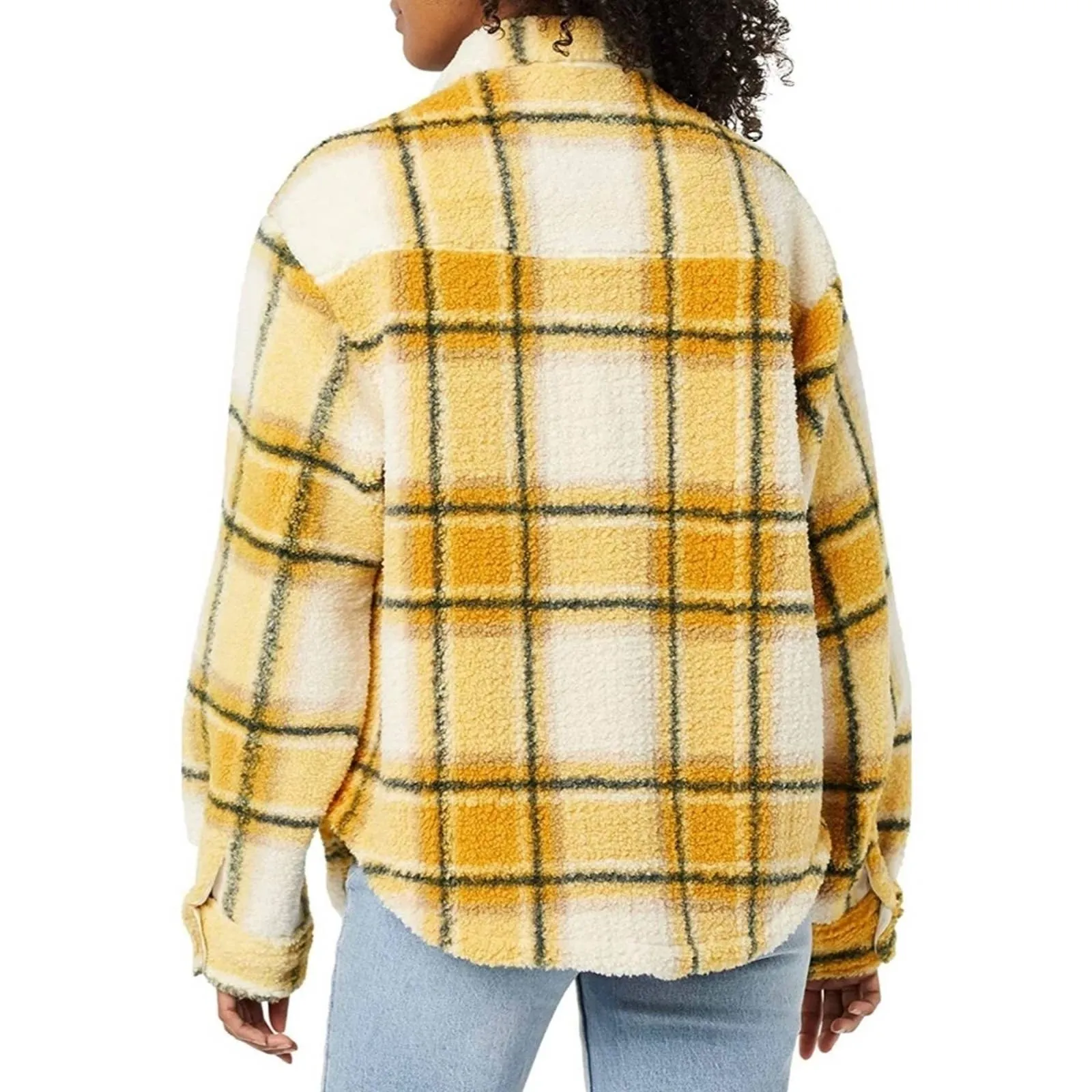 Bandier x Sincerely Jules, Women Aspen Sherpa Jacket in Amber Plaid