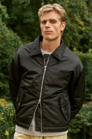 Black Oversized Nylon Coach Jacket