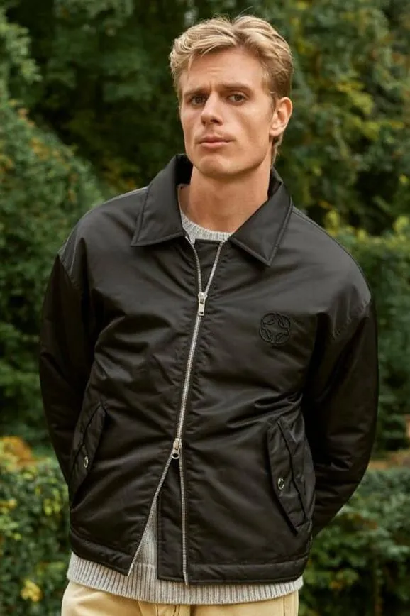 Black Oversized Nylon Coach Jacket