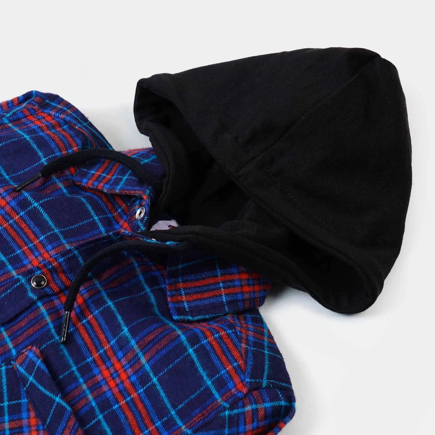 Boys Hoodie Casual Shirt - Blue Check