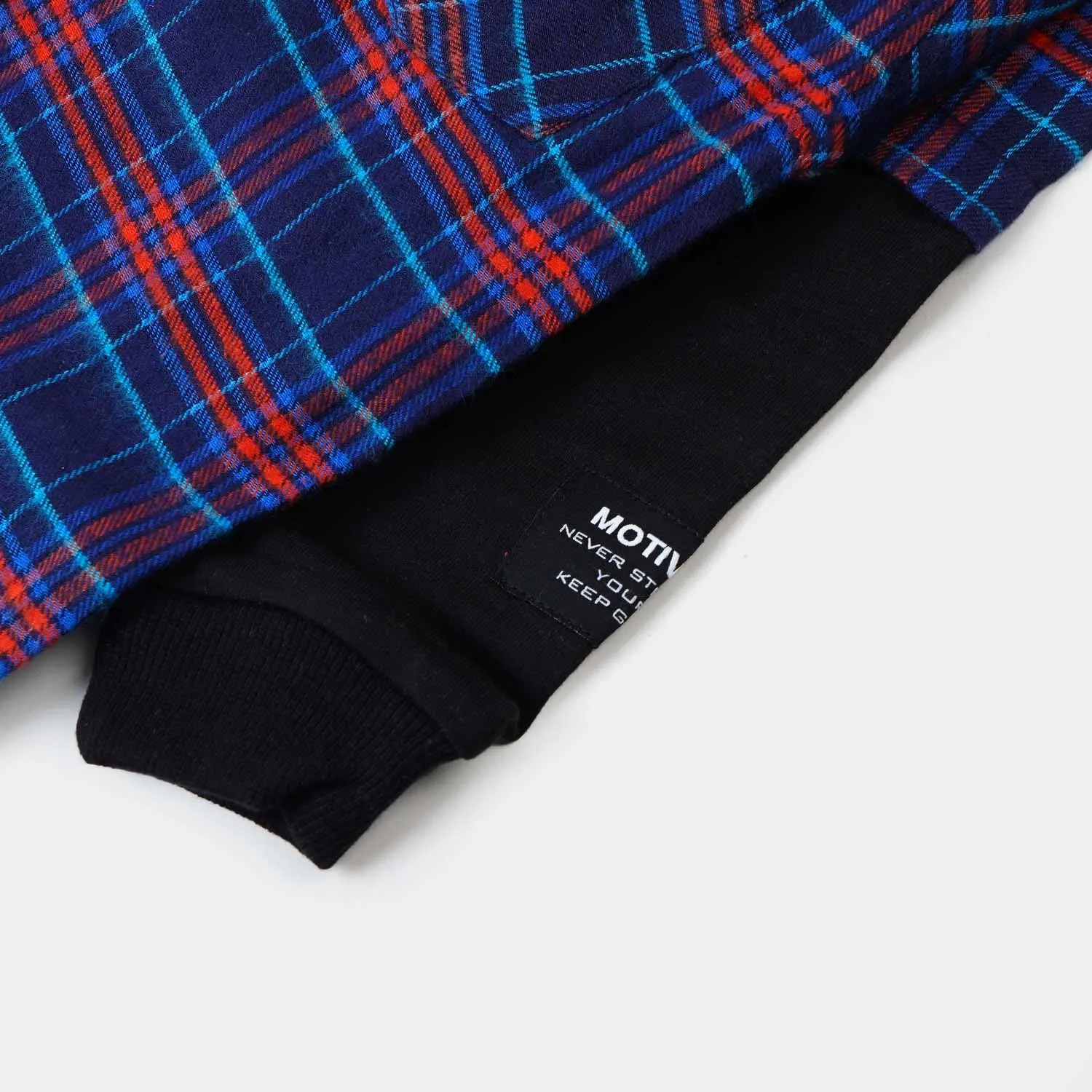 Boys Hoodie Casual Shirt - Blue Check