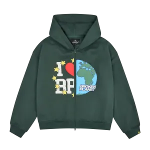 Broken Planet My Planet Zip Up Hoodie 'Emerald Green'