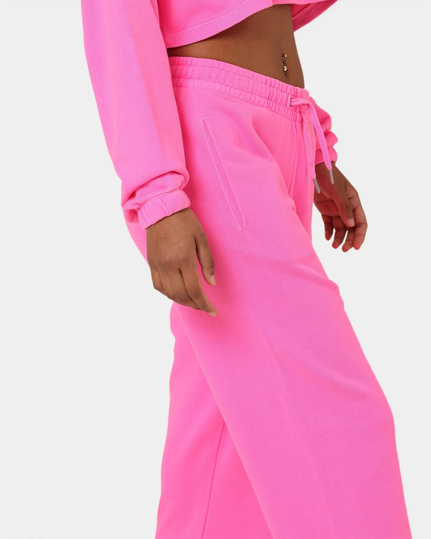 Calvin Klein Women's Acid Wash CK Jogger Pants Neon Pink