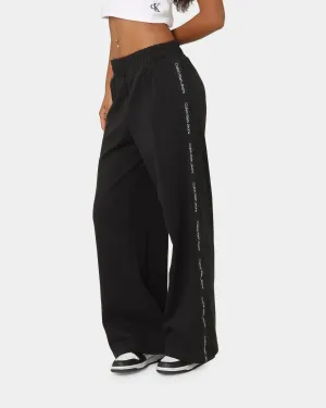Calvin Klein Women's Logo Tape Wide Leg Pants CK Black