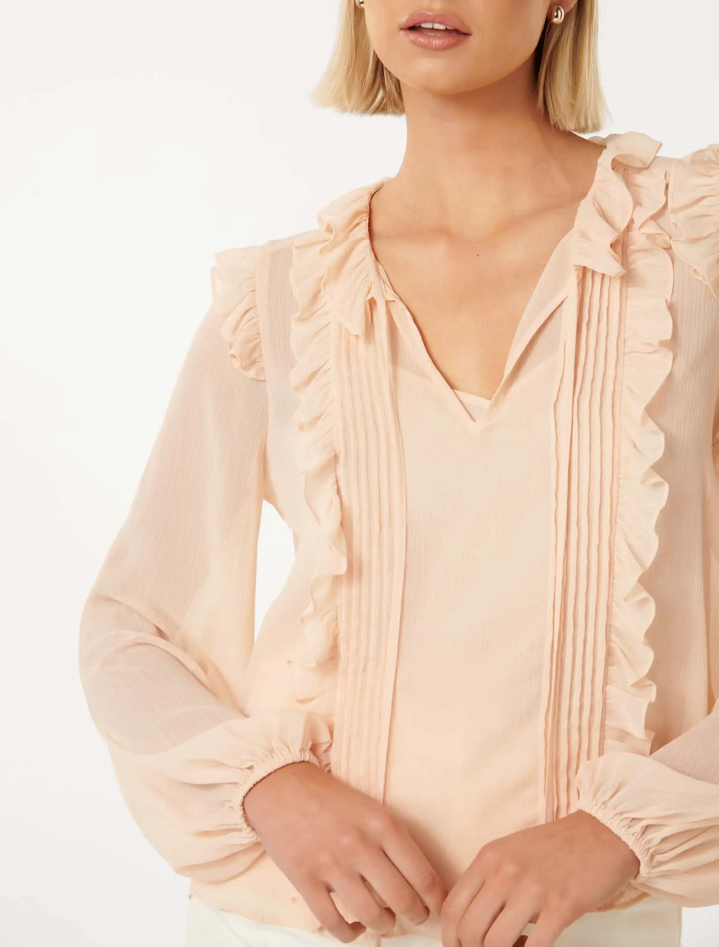 Cody Ruffle Pintuck Blouse