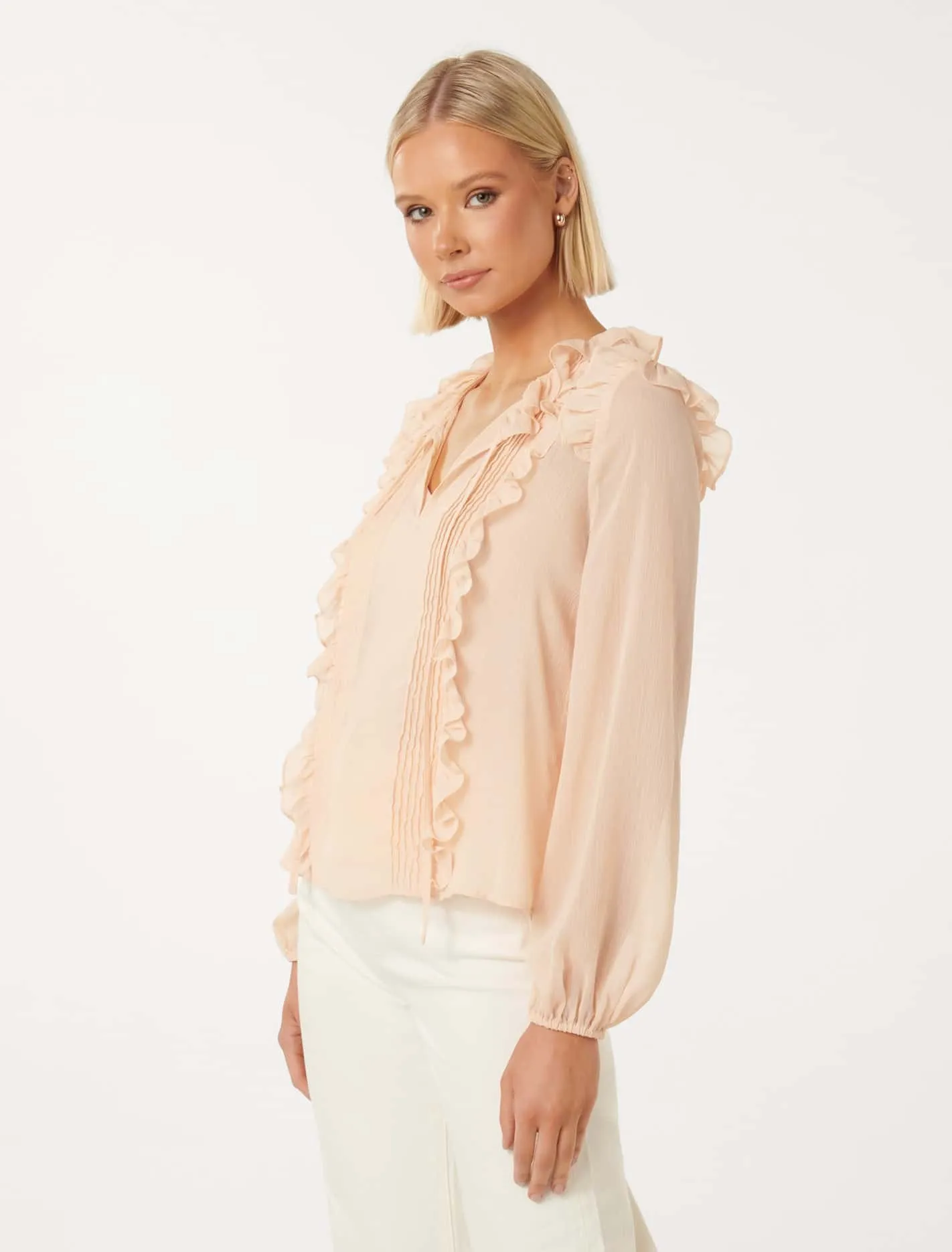 Cody Ruffle Pintuck Blouse