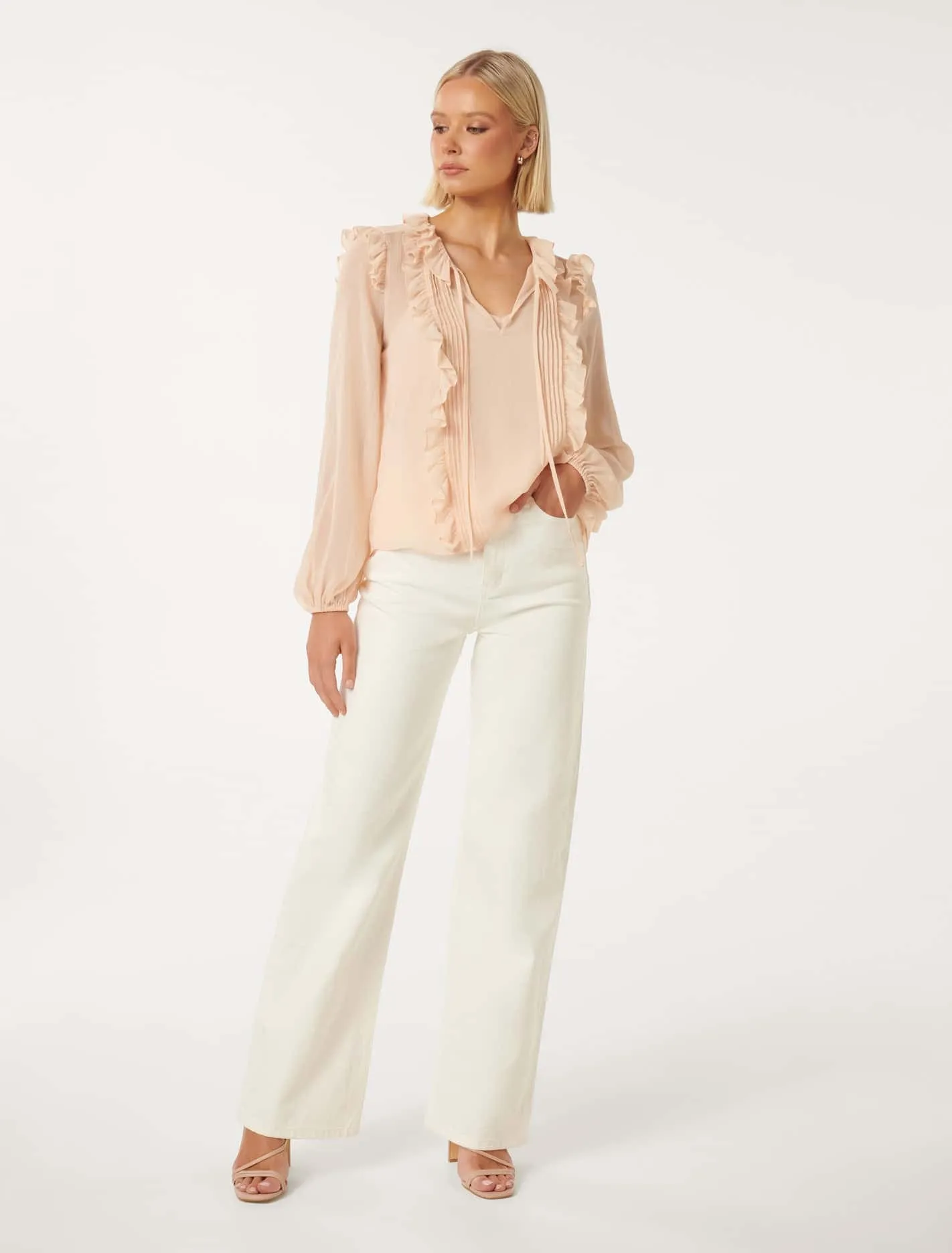 Cody Ruffle Pintuck Blouse