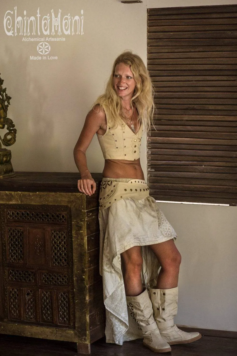 Corset Vest with Shipibo Print / Cotton Canvas