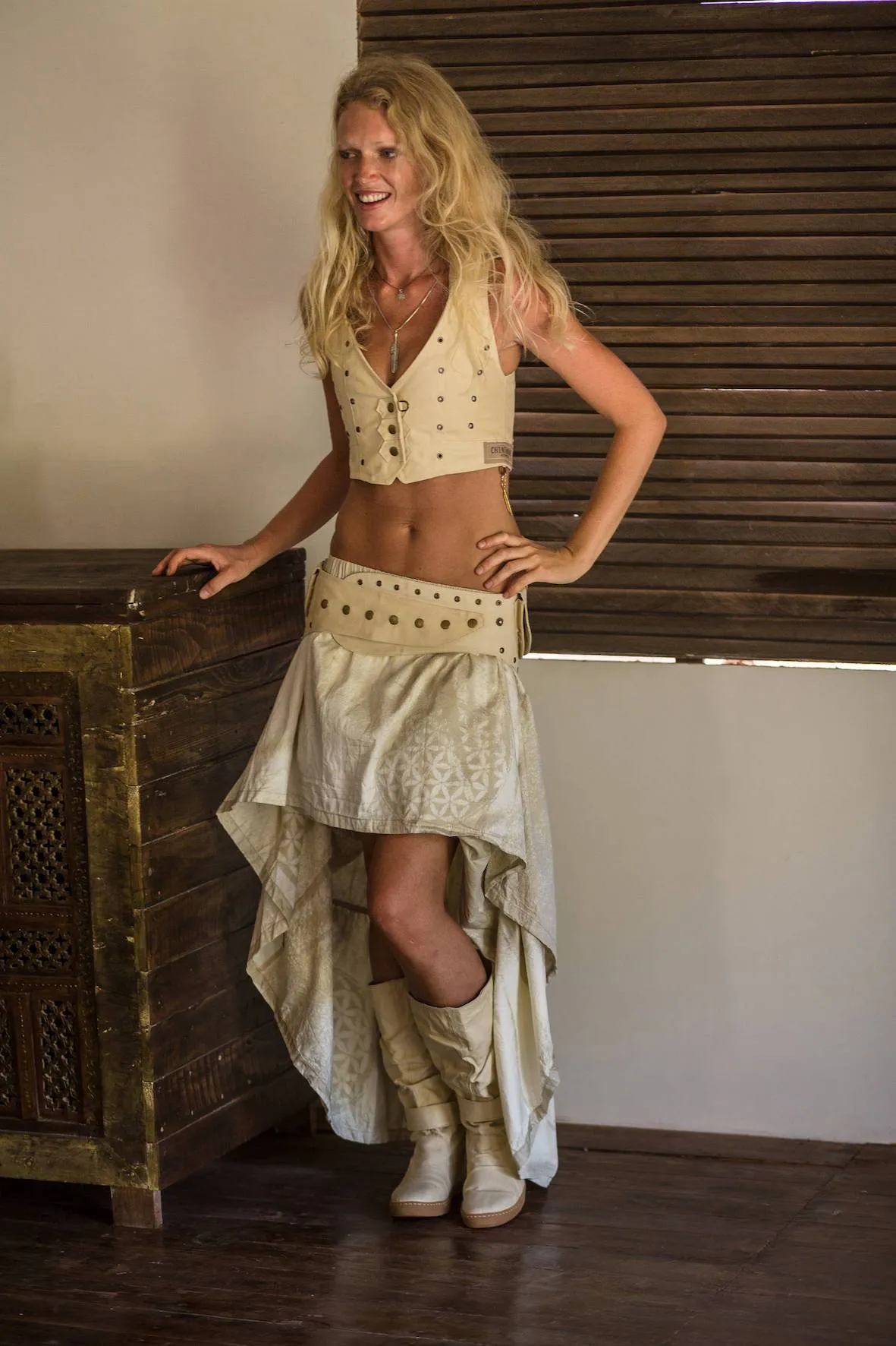 Corset Vest with Shipibo Print / Cotton Canvas