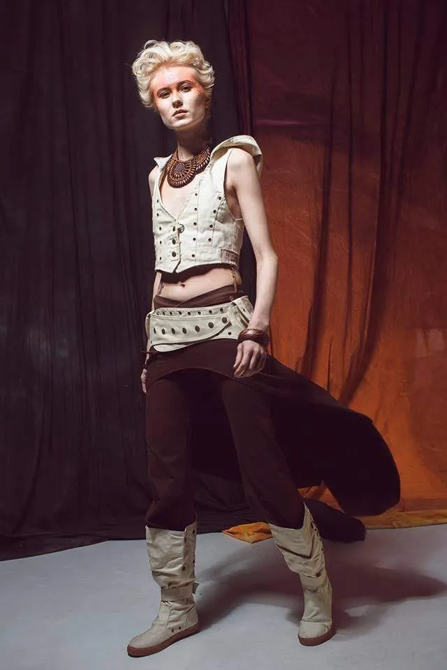 Corset Vest with Shipibo Print / Cotton Canvas