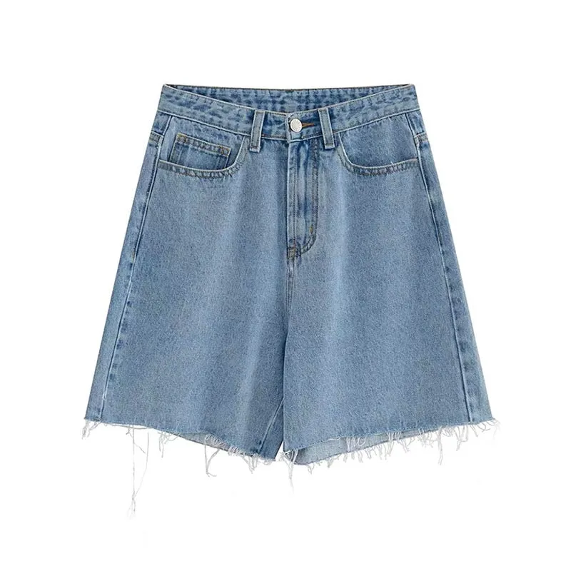 Cotton Denim Shorts Jeans Half Length Short High Waist Biker Shorts