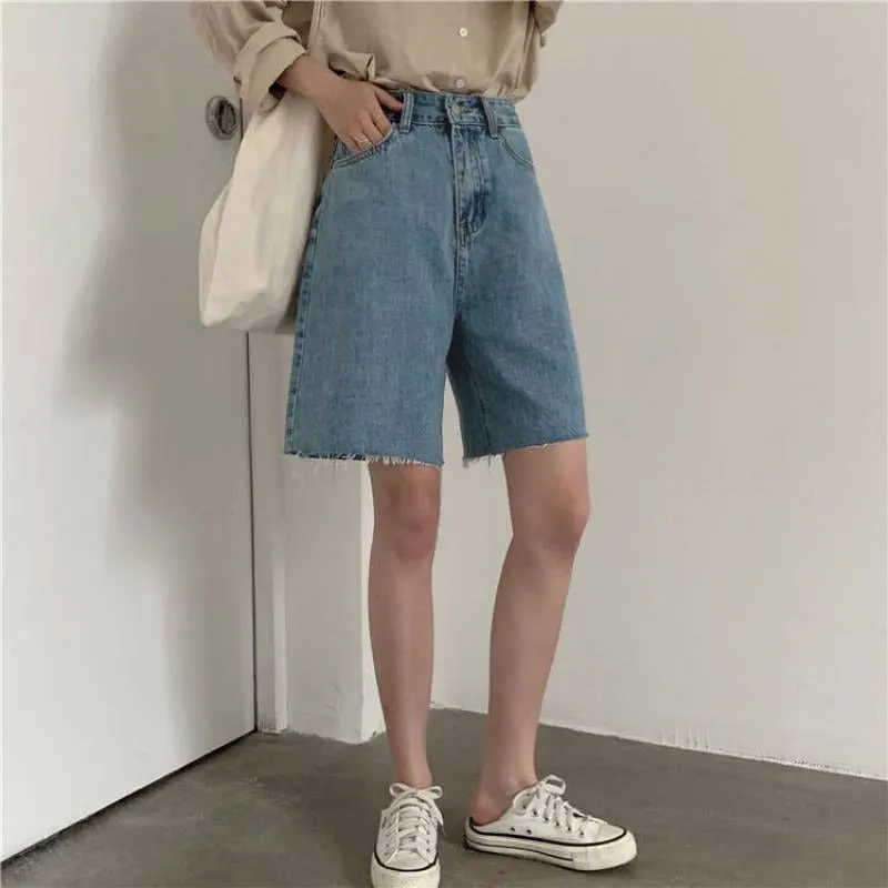 Cotton Denim Shorts Jeans Half Length Short High Waist Biker Shorts