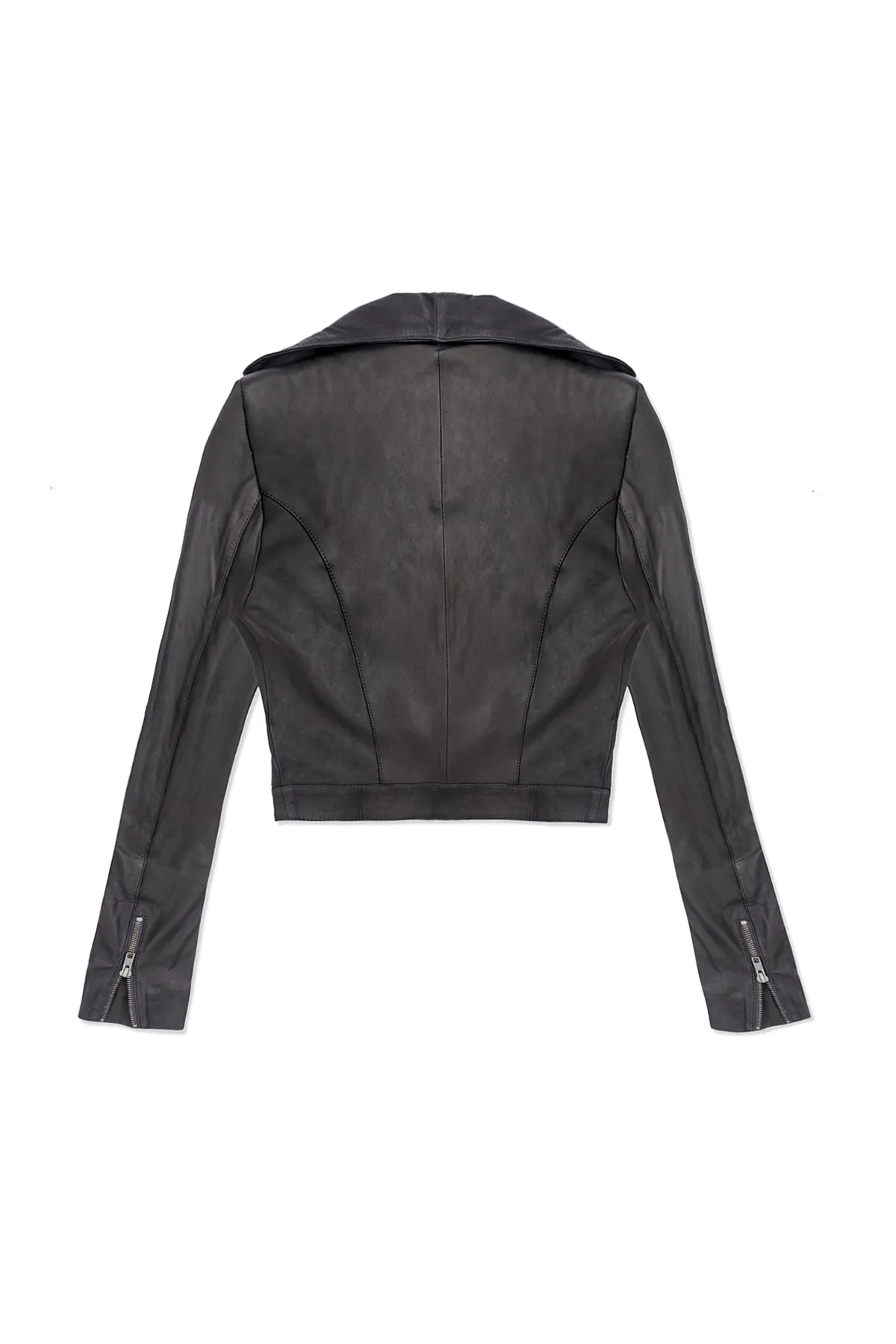 CROSSOVER LEATHER JACKET IN BLACK
