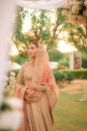 Designer Peach Color Lehenga Choli Bridal Dress #BN1021