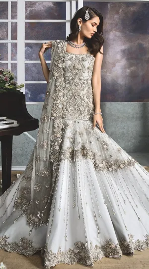 Embroidered White Bridal Lehenga Designer Dress #BN1082