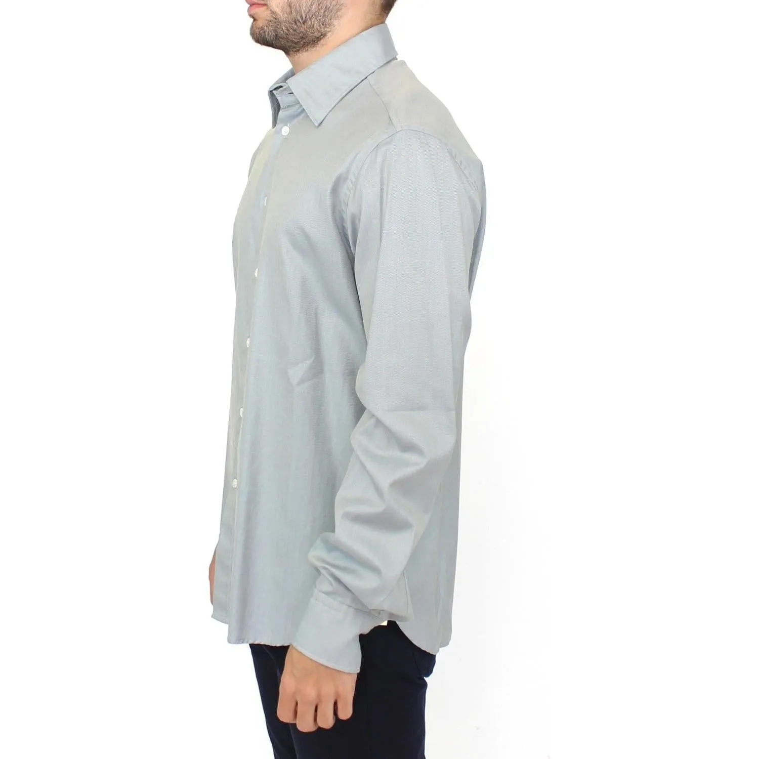 Ermanno Scervino Elegance Unleashed Gray Casual Button-Front Shirt