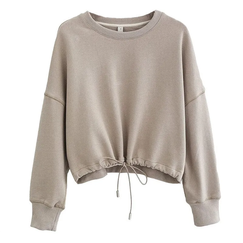 FashionKova New In 100% Cotton Hooded Shirt Casual Long Sleeve Drawstring Autumn Winter Women Sweatshirts Streetwear Hoodies Pullover