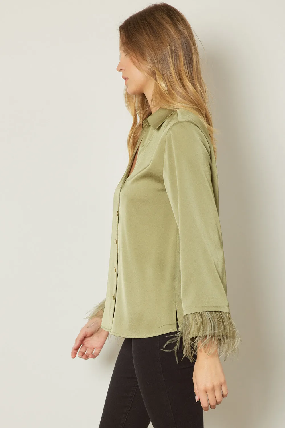 Feather Cuff Blouse