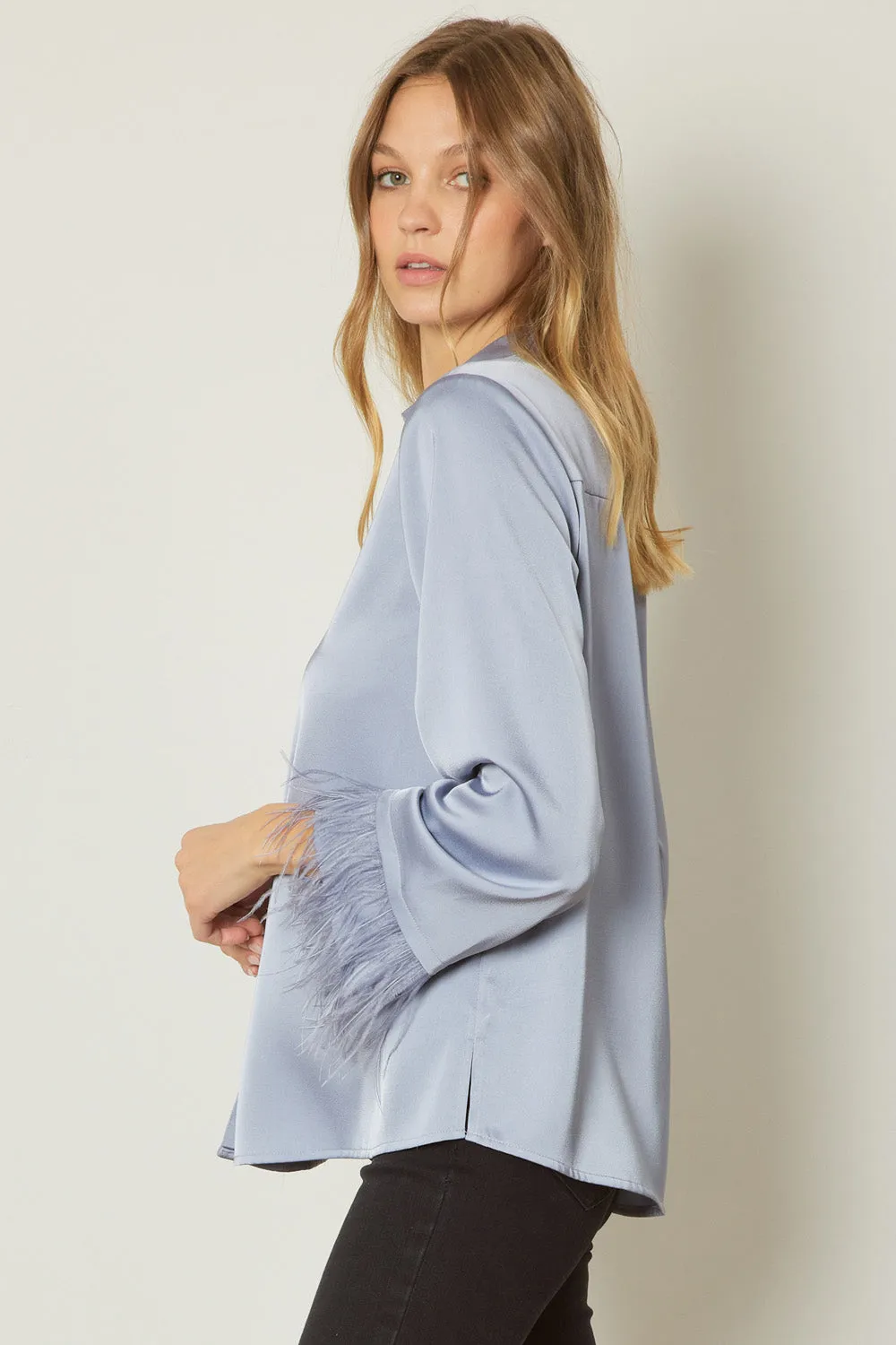 Feather Cuff Blouse