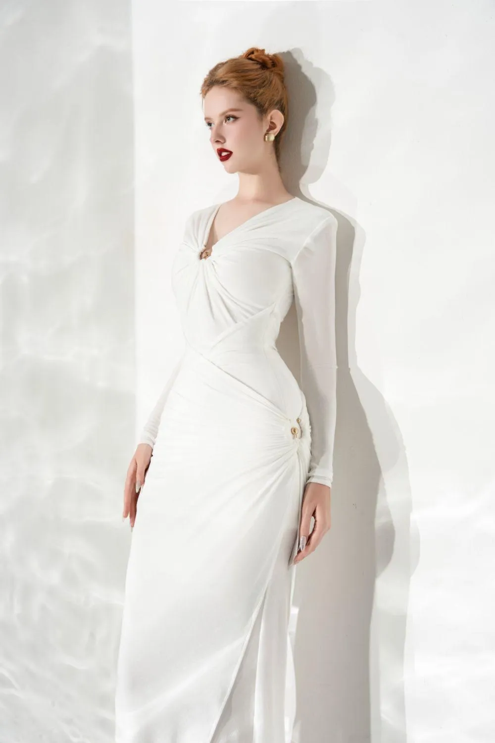 Glory Bodycon Gathered Spandex Ankle Length Dress