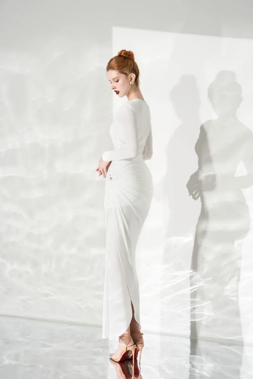 Glory Bodycon Gathered Spandex Ankle Length Dress