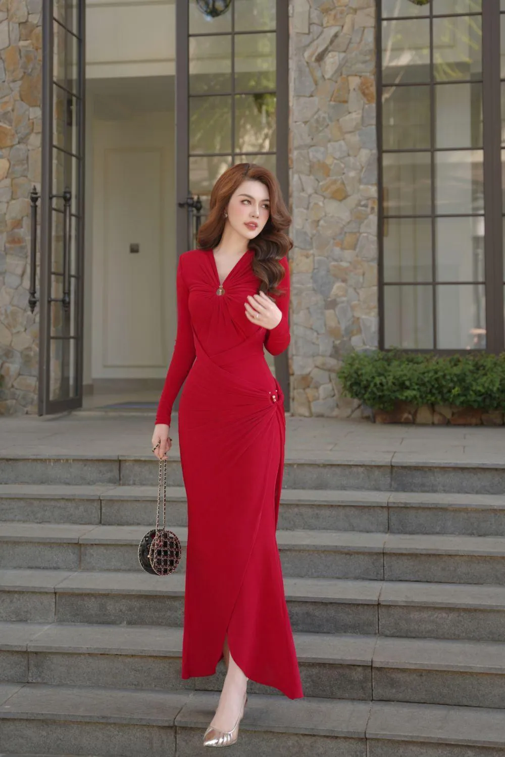 Glory Bodycon Gathered Spandex Ankle Length Dress