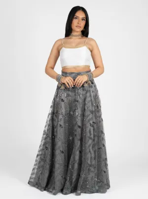 Grey Quill Skirt