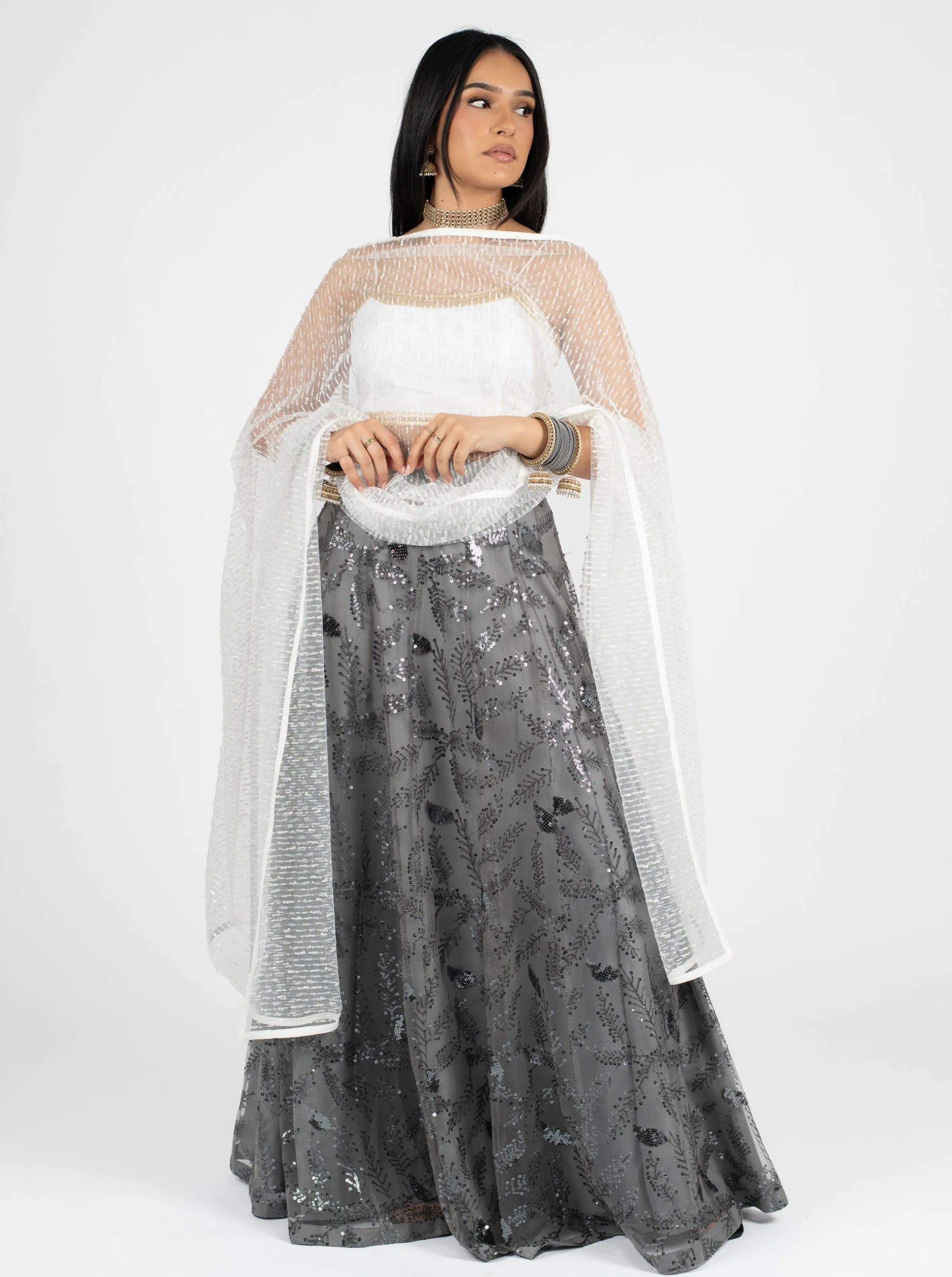 Grey Quill Skirt
