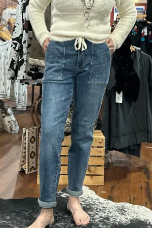 High Rise Elastic Drawstring & Cuffed Jogger By Judy Blue