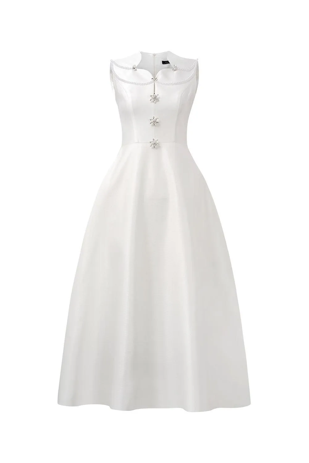 Katy A-line Sleeveless Trerena Taffeta Midi Dress