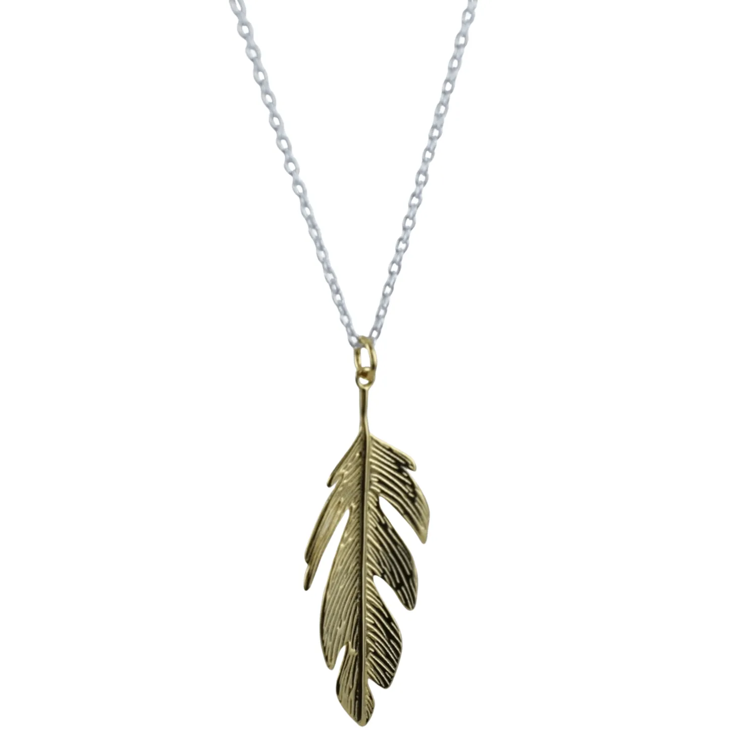 Large Sterling Silver Feather Drop Necklace