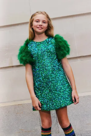 LOL Jade Feather Sequin Dress