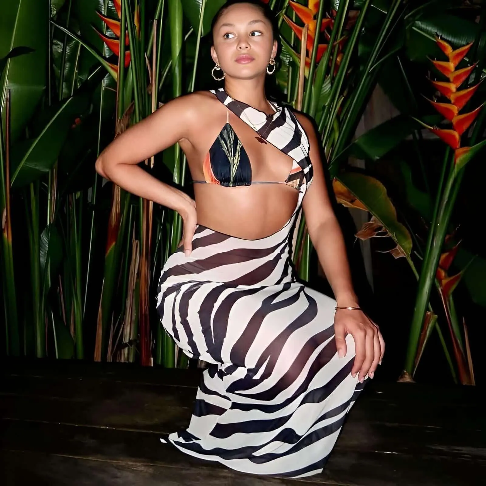 Long Zebra Print Dress Cover-Up